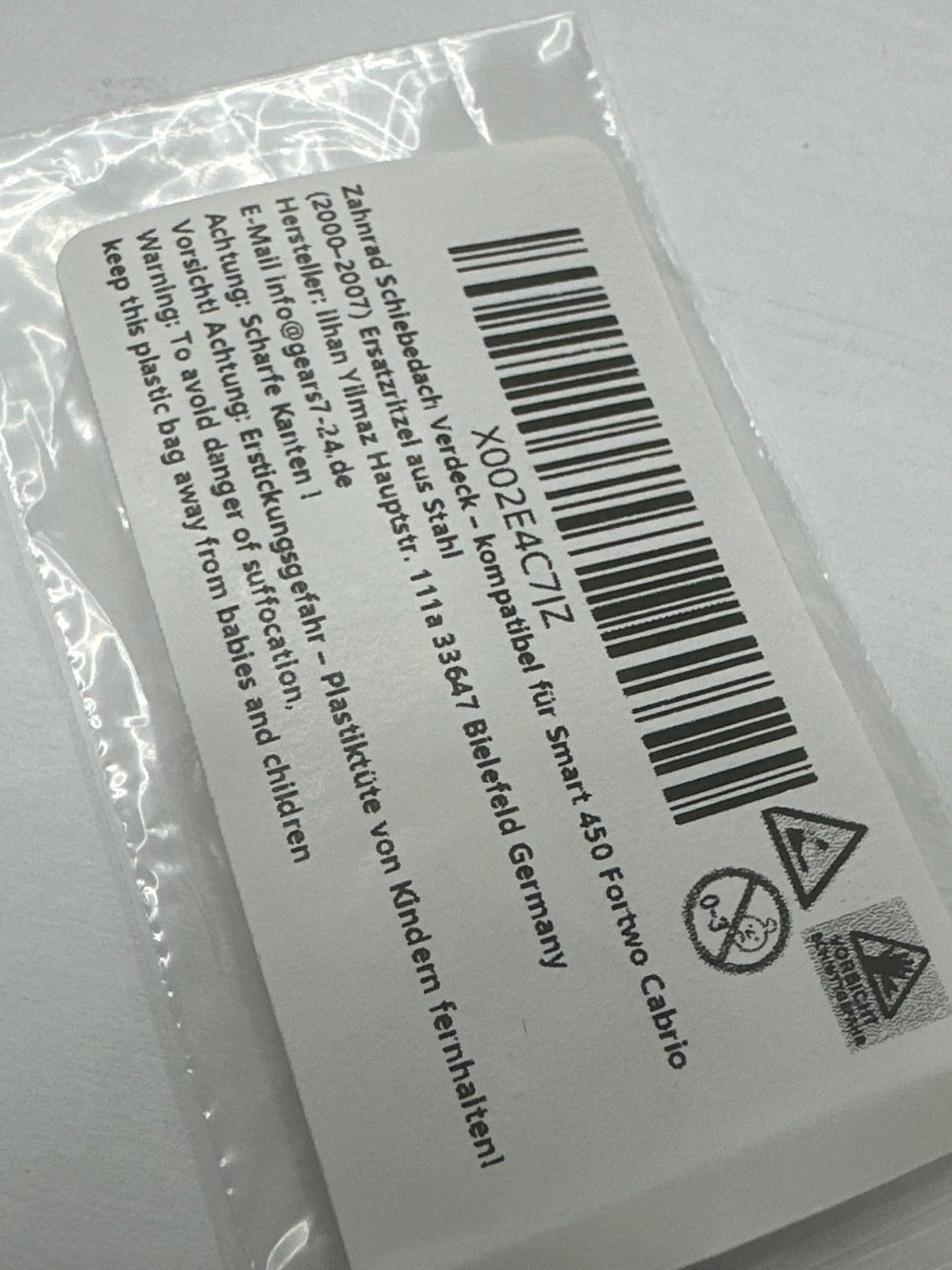 Ingranaggio del tettuccio apribile – compatibile con Smart 450 Fortwo Cabrio (2000–2007) – Ricambio in acciaio