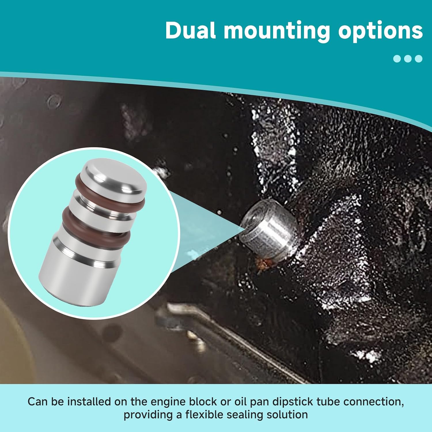 Dipstick Tube Oil Pan Plug Compatible with Trailblazer LS1, LS2, LS3, LS6, LS7, LQ4, LQ9, L92, L99, L33, LR4, L82, L83, L84, L86, L87, LT1, LT4, and L8B Billet Aluminum with O-Ring, Engine Swap Plug