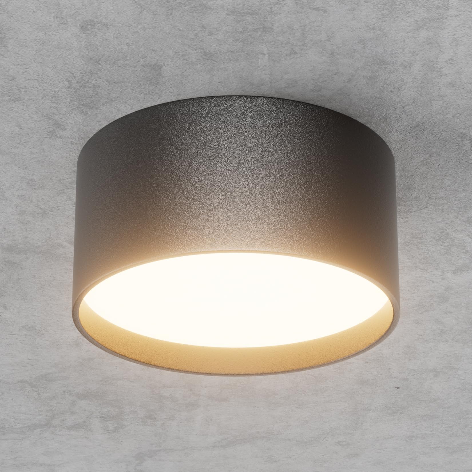 Klighten LED 18W Aufbauspot Runde Deckenspots Aufputz Deckenleuchte, Schwarz Aufbaustrahler, Deckenstrahler Flach Aluminium+Acryl, Aufbauleuchte Warmweiß 3000K, Aufputzleuchte IP44, 1029LM, 60x120mm
