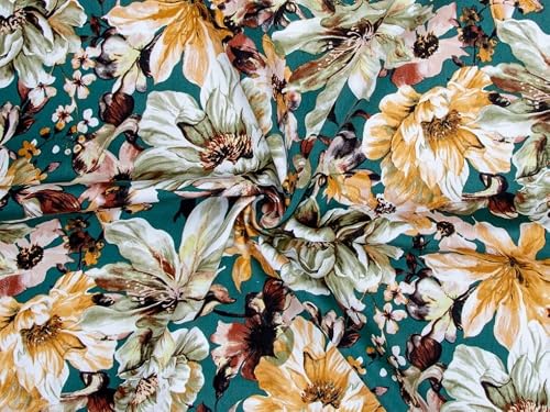 Minerva Green Deadstock Stretch Woven Cotton Sateen Fabric for Dressmaking - 140cm Wide - per metre