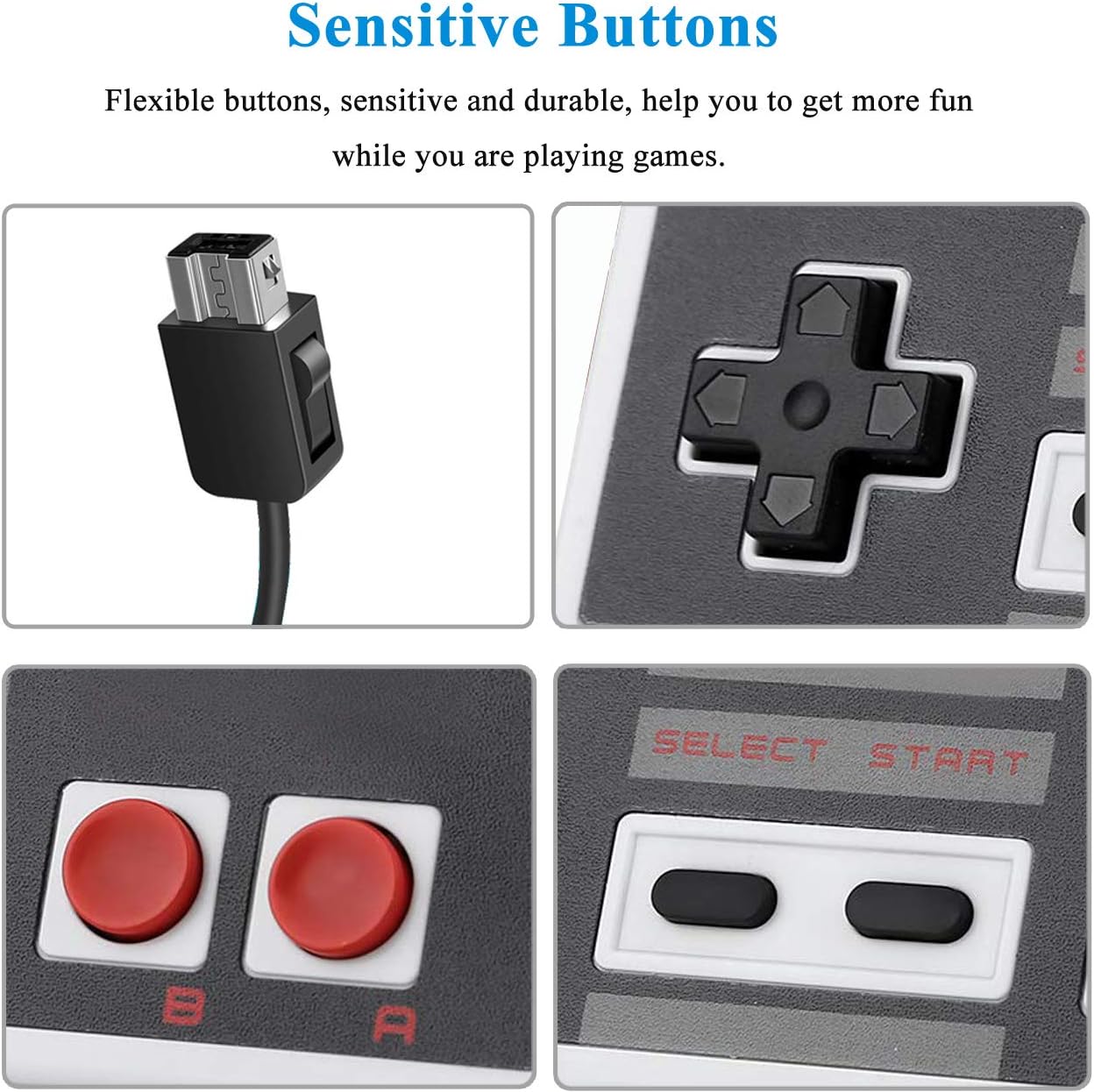 NES Classic Controller with 10FT Cable - 2 Pack Classic Mini Controllers for Nintendo Classic Mini Edition SNES Classic 2017