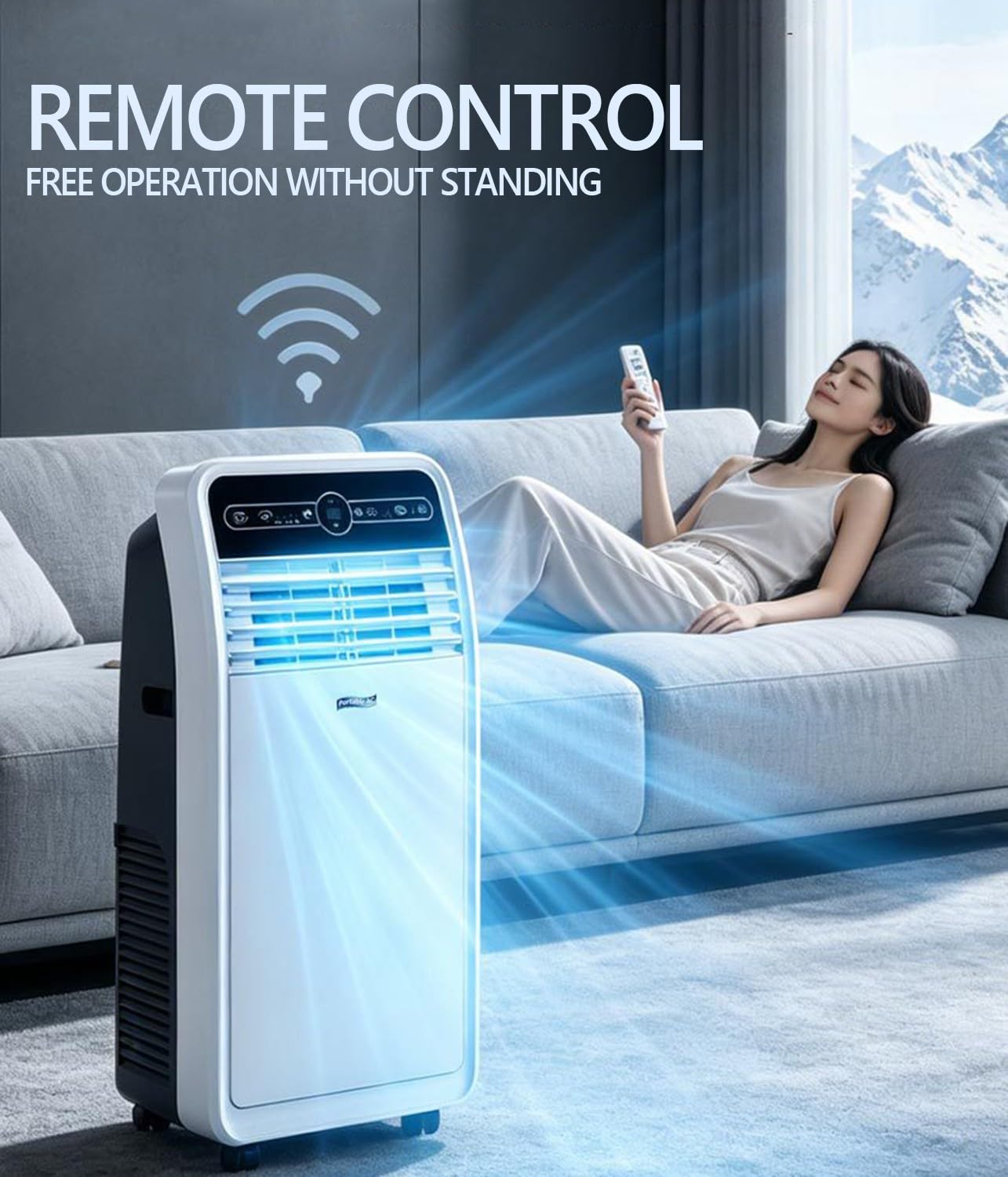 Condizionatore d'Aria Portatile da 18000 BTU con Ruote E Telecomando, unità di Climatizzazione Mobile 3 in 1 per Soggiorno, Ufficio, Palestra, Garage, Raffreddamento Rapido