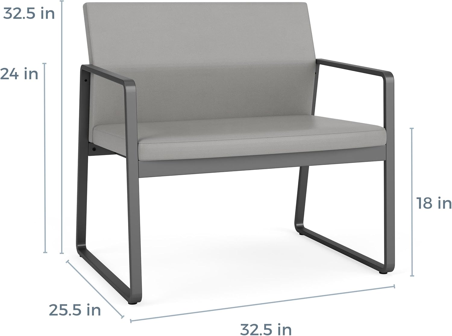 Gansett Reception Waiting Room Healthcare Bariatric Chair/Black Steel/Brown