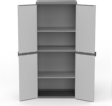 mongardi High Cabinet 4 Floors And 2 Doors, PVC And PP, Black/Grey, Unique