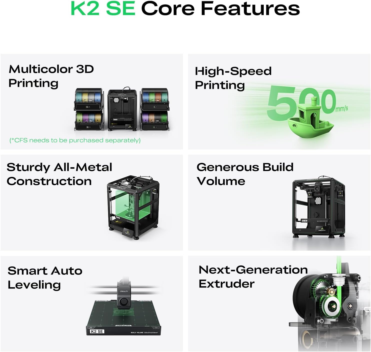 Creality K2 SE 3D Printer Bundle with Rainbow Upgrade Ender PLA+ Filament