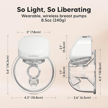 KeaBabies Breast Pump Hands Free, Wireless Breast Pump Wearable (Zen)