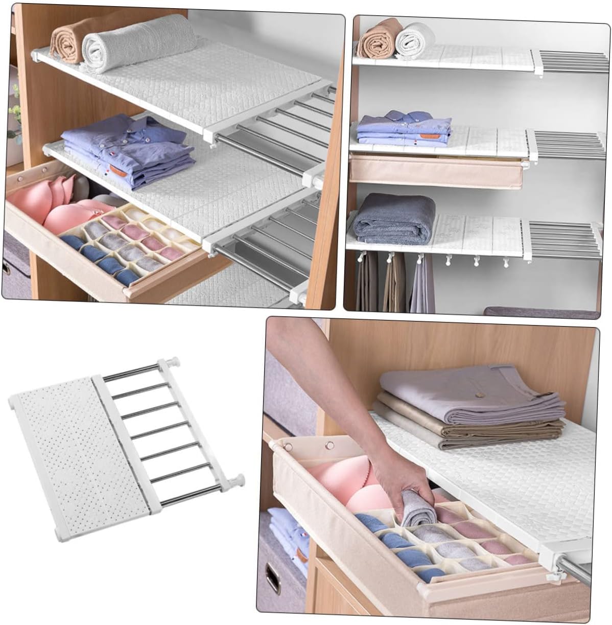 Closet Racks and Shelving Wardrobe Shelf Divider Storage Rack Abs High-Carbon Steel Space-Saving Design