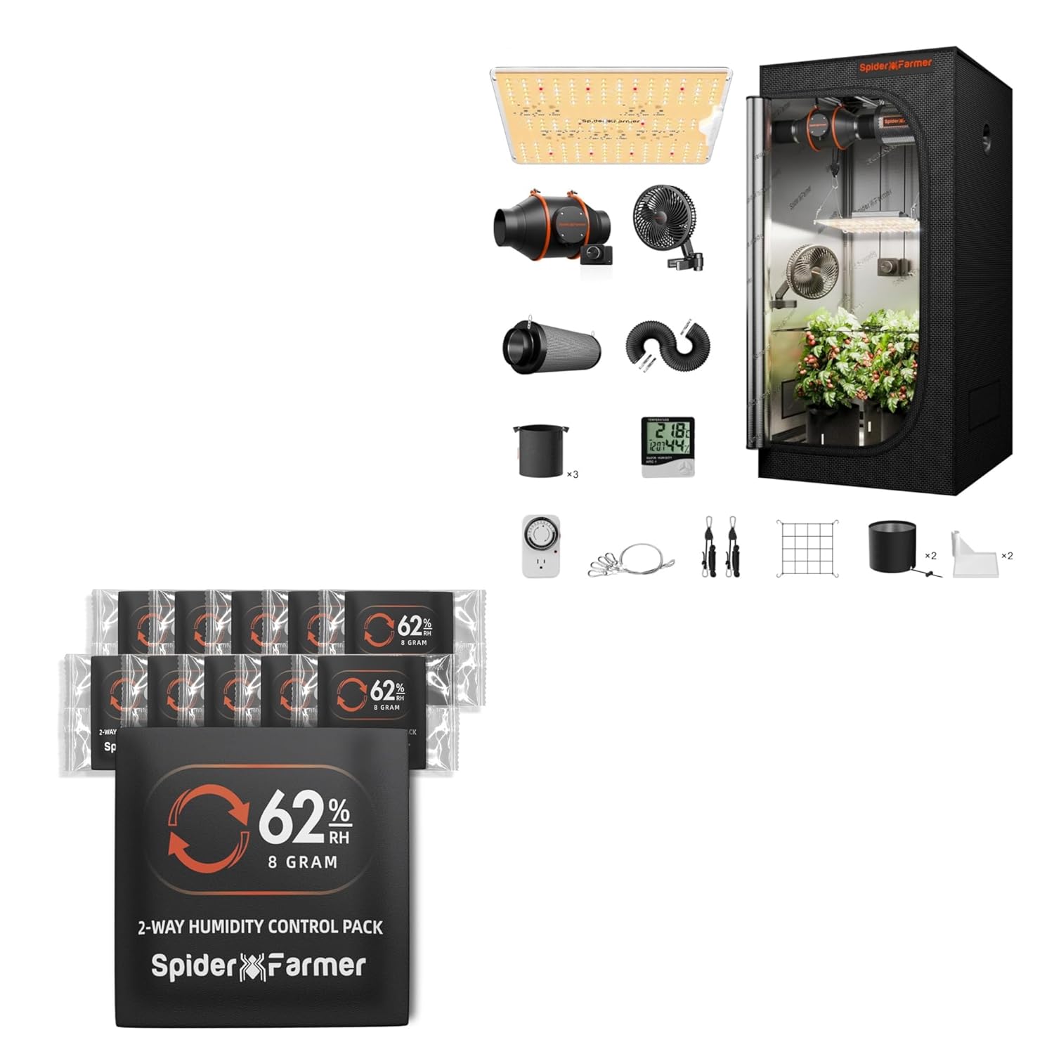 Spider Farmer 62 RH 8g Size Two-Way Humidity Control Packs 10 Packs Each Maintains Freshness for 1 oz
