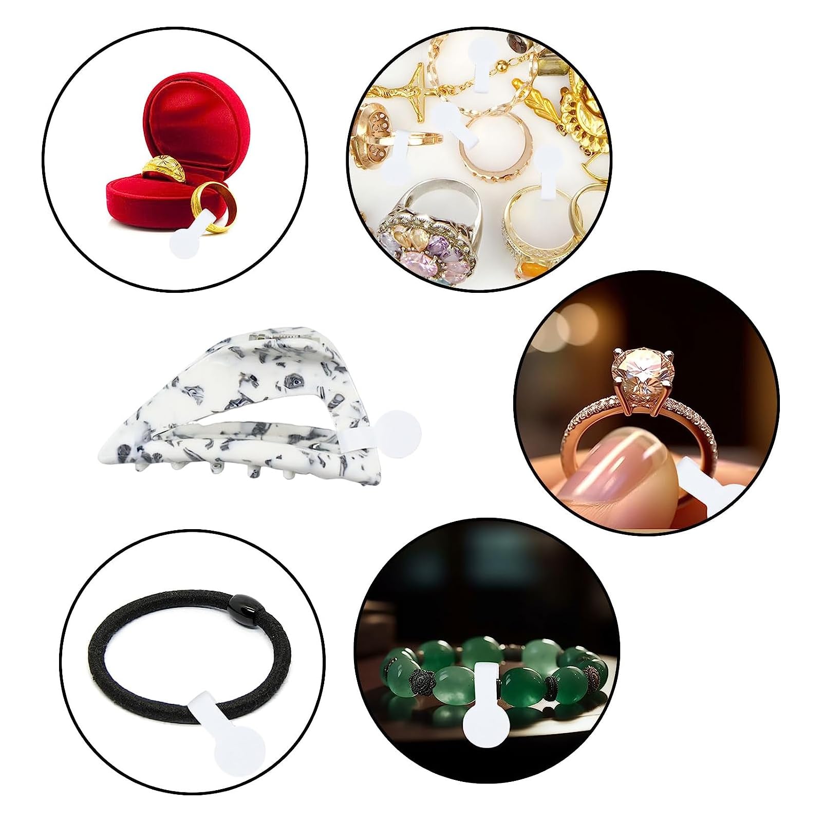 1000 Self-Stick Jewelry Price Tags - Ring & Chain Display Tags With Marking Pen