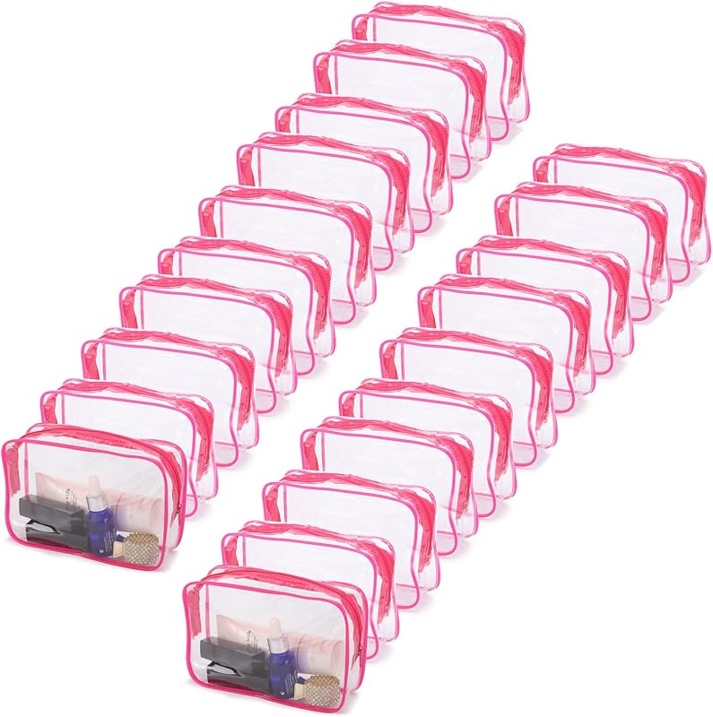 Tbestmax Necessaire de maquiagem transparente em PVC Rose Red, pacote com 20 unidades