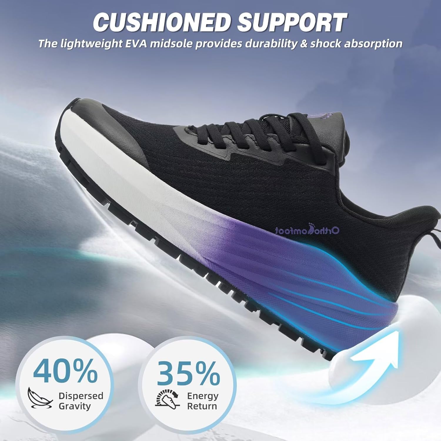 Women's Orthopedic Wide Trail Running Shoes: Comfortable Arch Support Plantar Fasciitis Orthotic Flat Feet Athletic Sneakers, Casual Sports Trekking Hiking Walking Shoes for Foot Heel and Pain Relief - Image 8