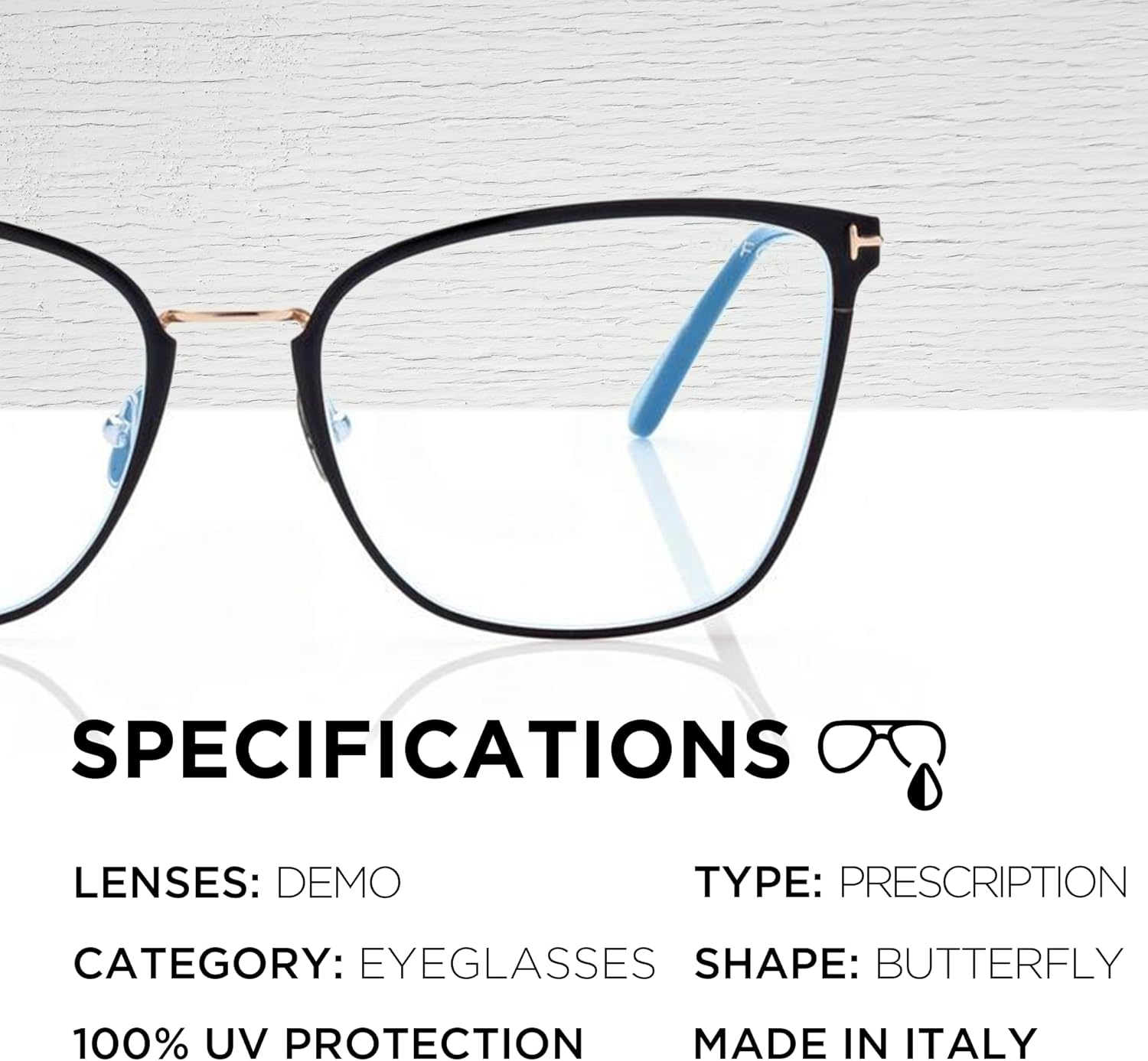 Tom Ford FT5839-B Butterfly Shape Eyeglass Frame + Bundle With eSHADES Eyewear Cleaning Kit, 56 mm, Shiny Black ( 56 Mm )