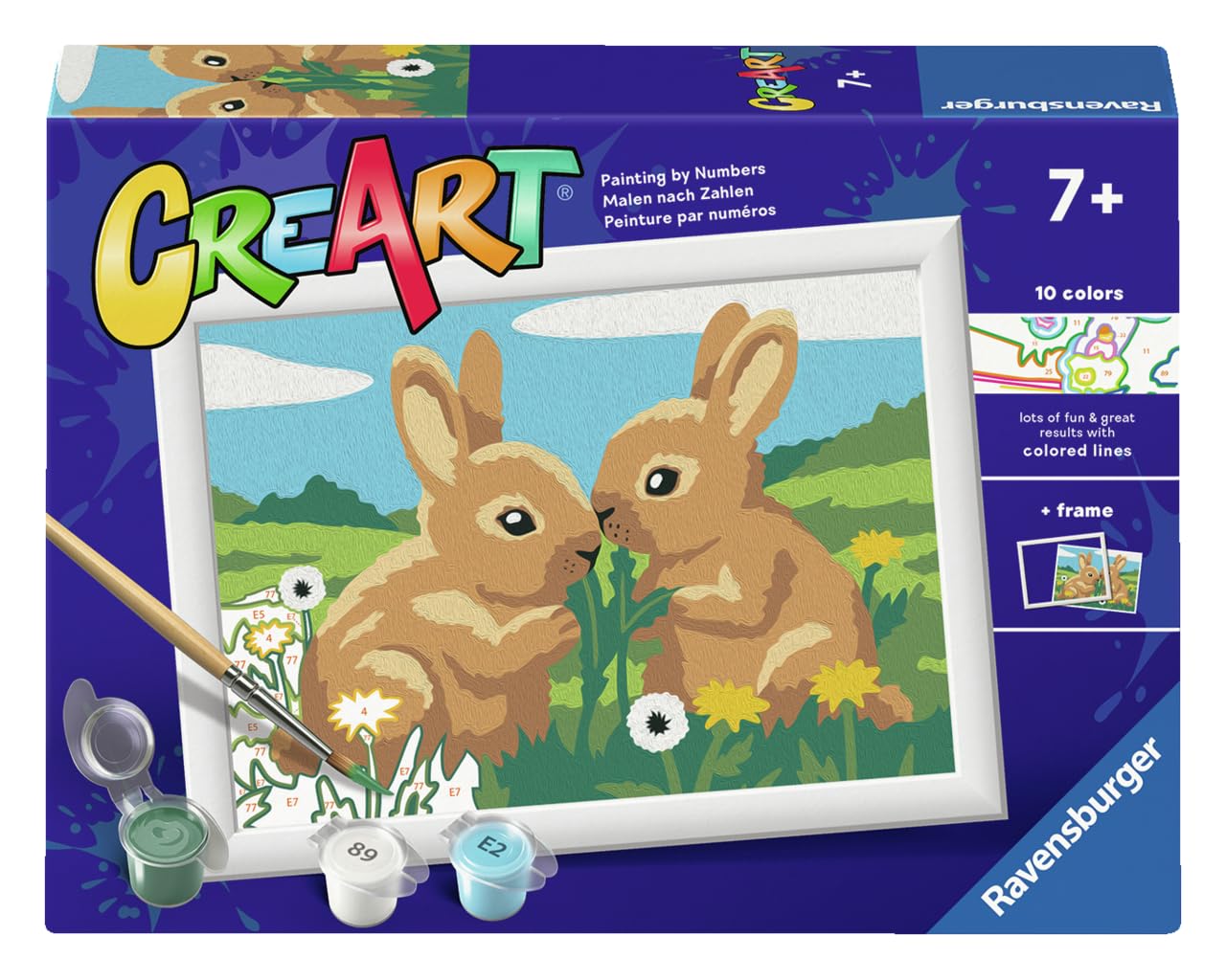 Ravensburger - CreArt E Series - Loving Rabbits | Paint By Numbers | Paint Kit | Measures 14 x 19 | Games Kids 7 Years | Gift Ideas | Gift Child 7 Years