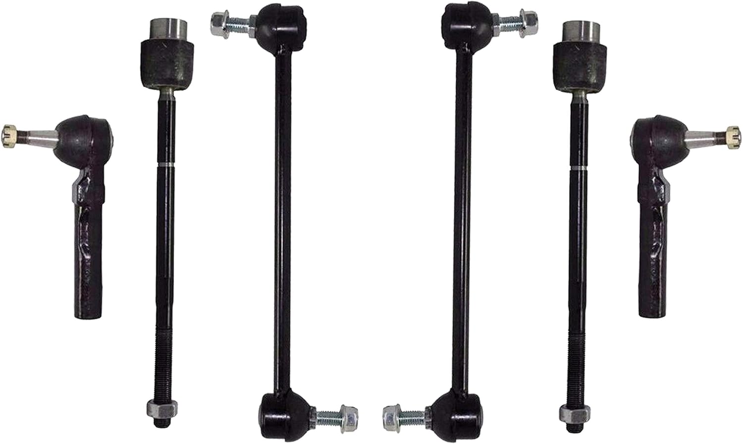 PartsW - 6 PC for Chevrolet Malibu 2004-2009 / Pontiac G6 2005-2010 / Saturn Aura 2007-2009, Front Suspension Stabilizer Sway Bar Links Inner & Outer Tie Rod Ends Passenger Driver Side