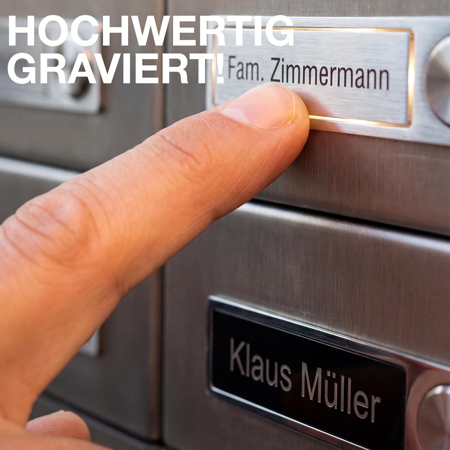 Personalised Door Sign - Self Adhesive Bell Sign - Name Plate for Bell or Mailbox with Engraving - Acrylic Door Sign with Name (10)