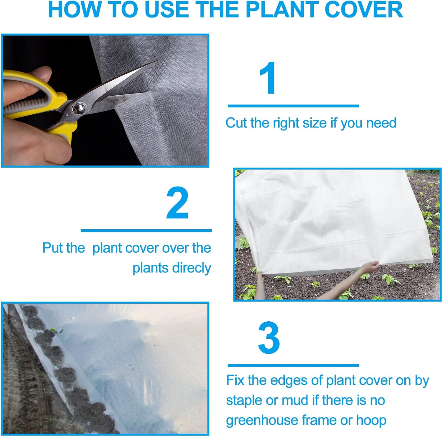 NONMON 10ft x 50ft Plant Covers Freeze Protection, 1.2oz Frost Blankets Floating Row Cover for Plants Frost Protection Covers Garden Winter Frost Pests Protection,White
