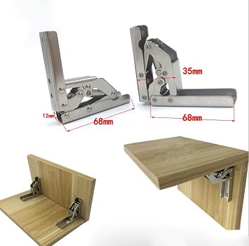 2pcs Stainless Steel 90 Degree Folding Shelf Hinge Bracket Hidden Table Holder Hinge Furniture Accessories Folding Shelves