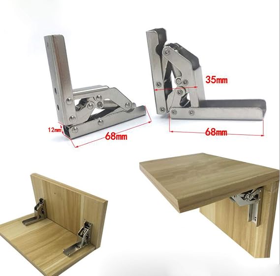 2pcs Stainless Steel 90 Degree Folding Shelf Hinge Bracket Hidden Table Holder Hinge Furniture Accessories Folding Shelves