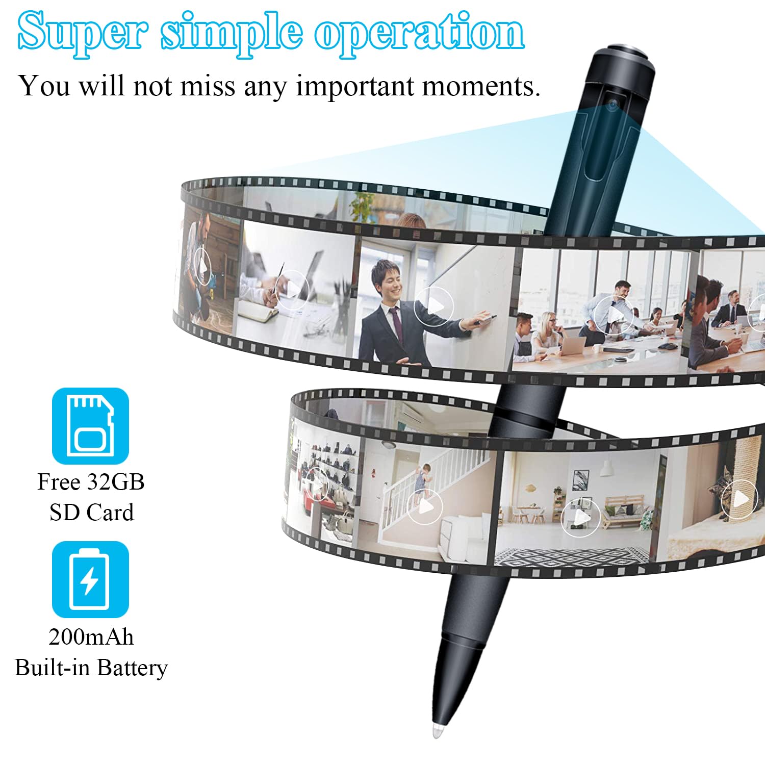 SpyCam Spy Pen v2.0 Mini Camera met 8 GB Intern Geheugen