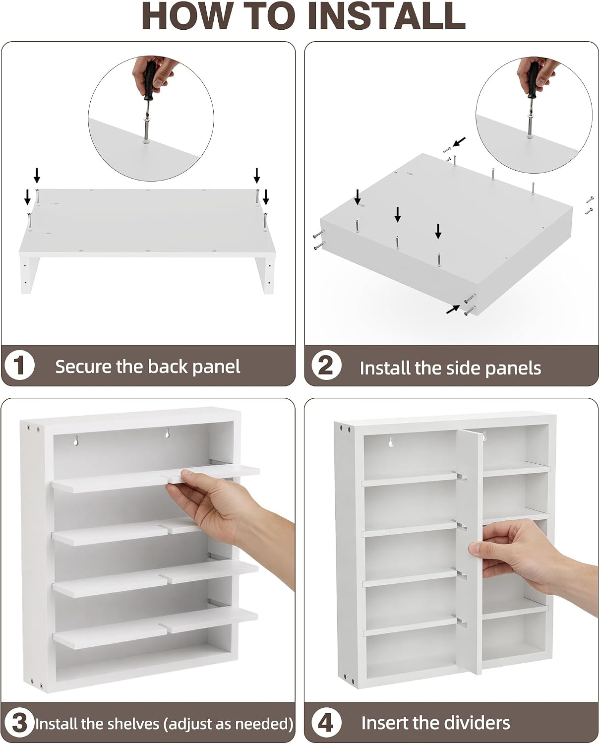 TJ.MOREE 10-Pair Sunglasses Organizer Display Case for Wall Eyewear Holder | 2-Column 5-Tier, White Wood, Clean Look, Keep Collection Neat and Easy to Find