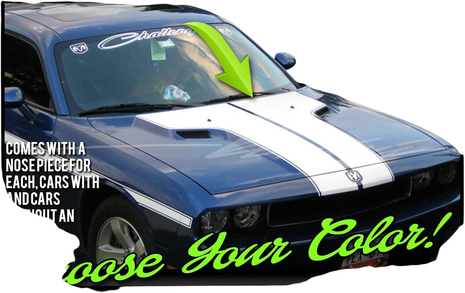 T Hood Racing Stripes FITS 2008-2014 SXT RT SRT8 Compatible with Dodge Challenger(Color: Gloss Black)