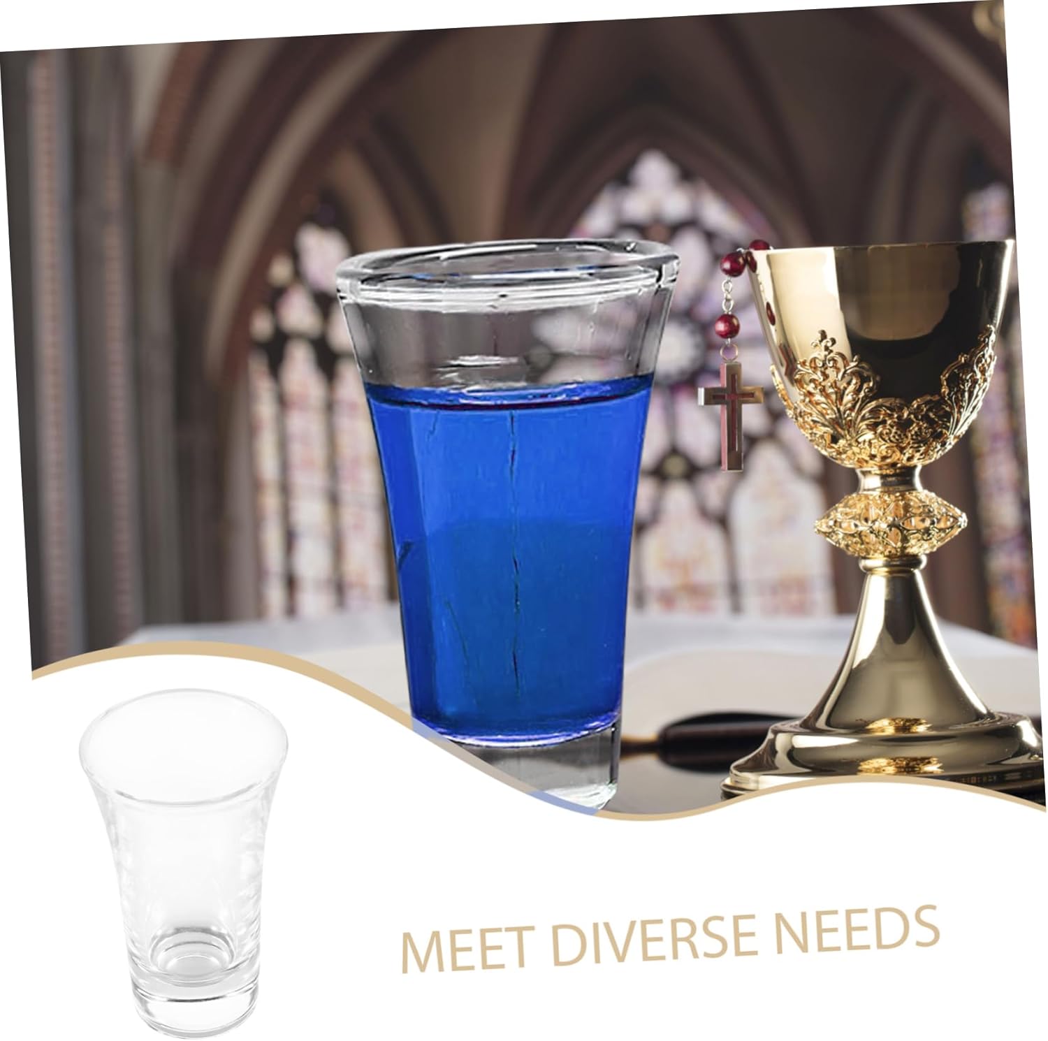 OUNONA Elegant Holy Communion Cups Set 12pcs Glass Drinking Cups Standard Tray Compatible Church Service Mugs