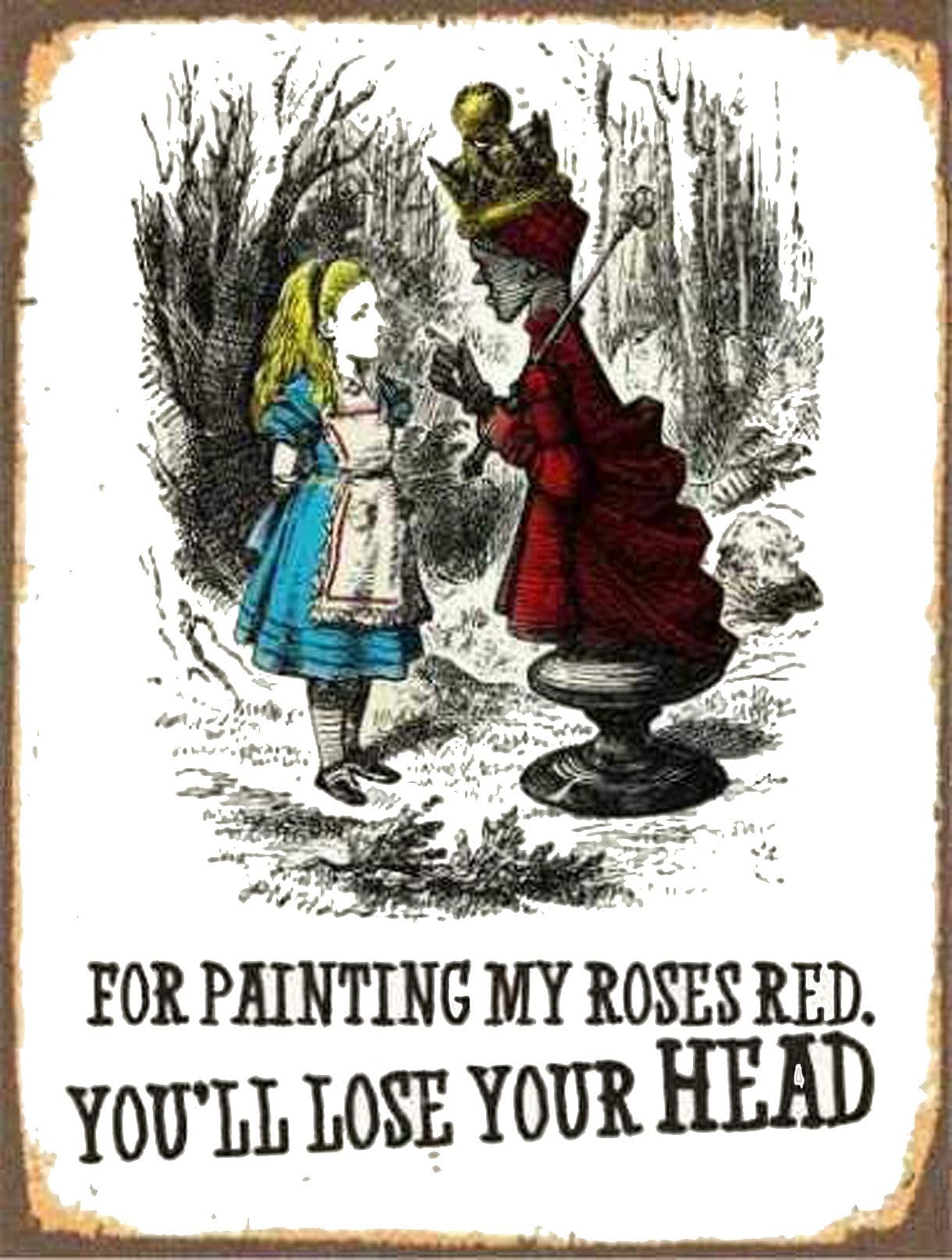 Top Banana Gifts Yellow Alice In Wonderland - Retro Vintage Metal Sign, Plaque, Decorative Wall Art, Choice Of Designs (Painting Roses Red)