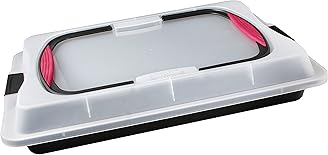 Zenker 7903 Blechkuchen-Container to go, Backblech mit Transport-Abdeckung für unterwegs, Backform antihaft mit Deckel und Softgriffen, 1 - Pack ,Schwarz