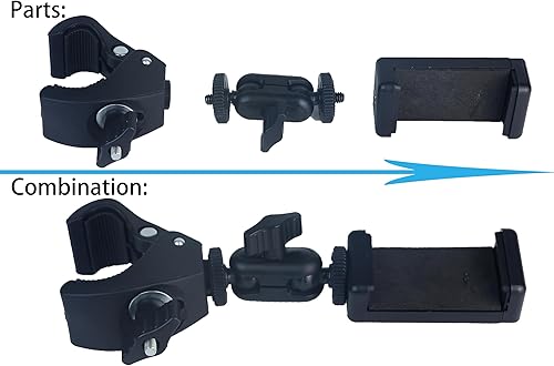 Miniatura 4 de Phone Holder with Clamp for Golf Cart Universal Phone Mount Holder for Bicycle, Wheelchair, Stroller Mic Stand Phone Holder