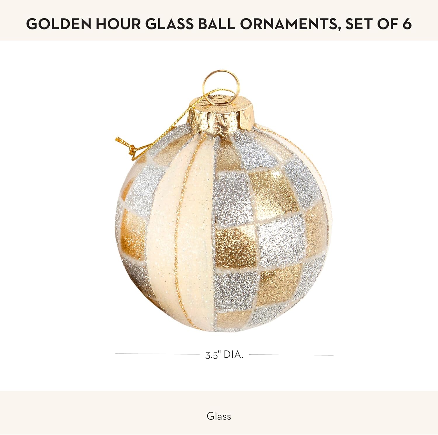MACKENZIE-CHILDS Set of 6 Glass Ball Ornaments, Christmas Tree Decorations Set for Indoor Holiday Arrangements, Golden Hour - Image 4