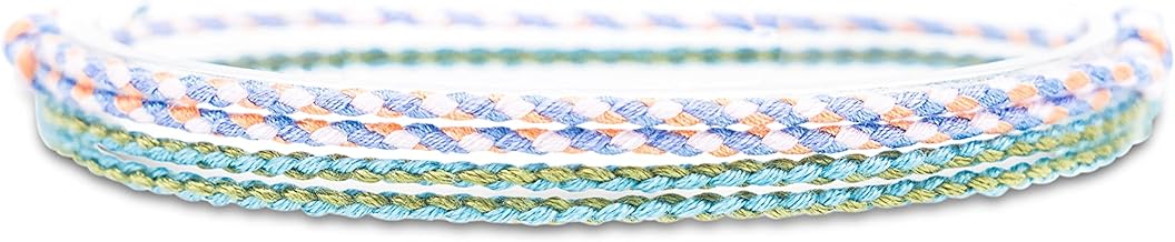 2x Bracelet surfeur set hommes et femmes - boho hippie - accessoires de plage et de festival - fabriqués à la main - 100% coton écologique, imperméable et ajustable (Bordeaux & Blanc) (Violet & Vert)