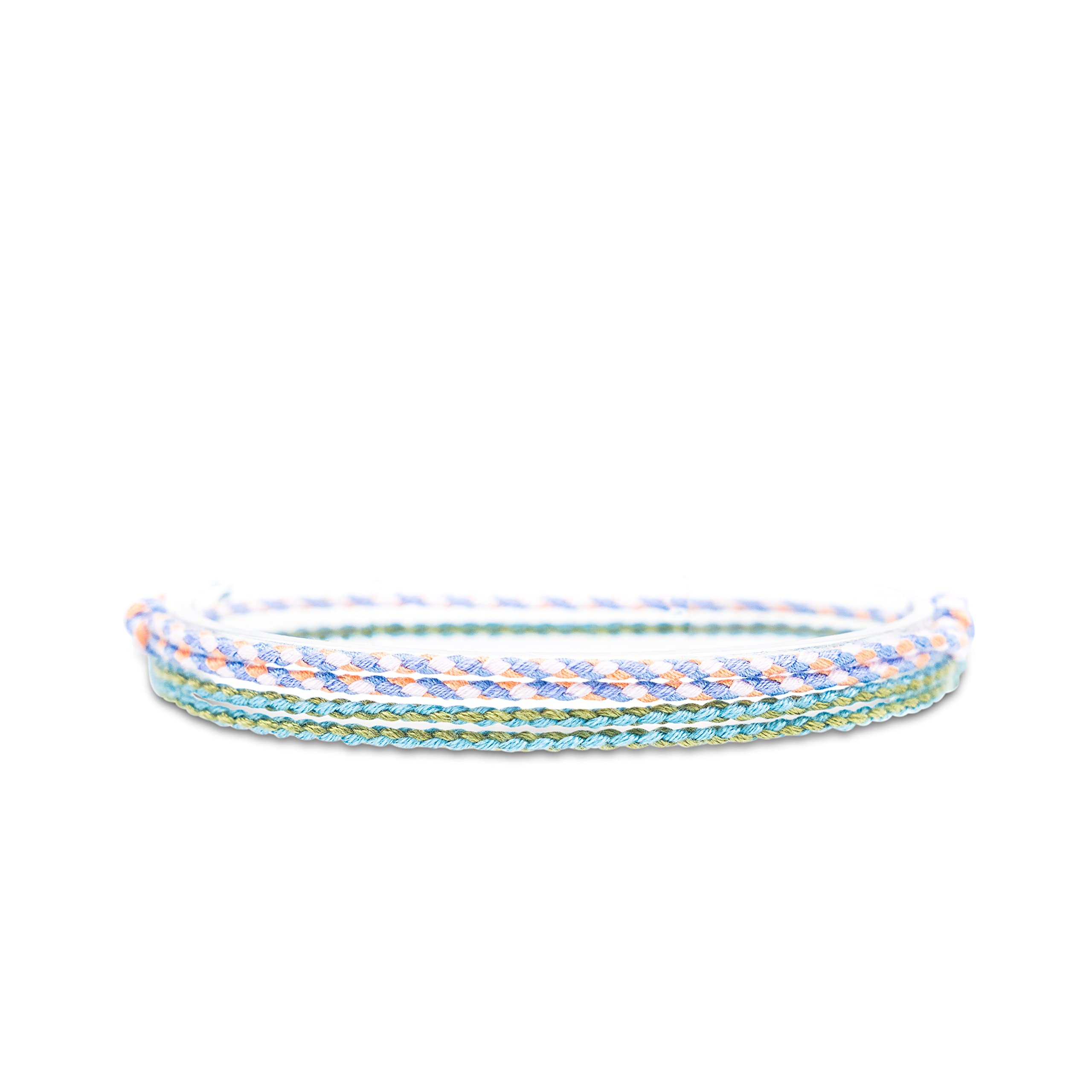 Made by Nami Surfer Fußband 2-er Set Damen & Herren - Dünnes Boho Hippie Fußkettchen geflochten- Handmade Strand Festival Accessoires - 100% Wasserfest & Verstellbar (Lila 2 & Grün)
