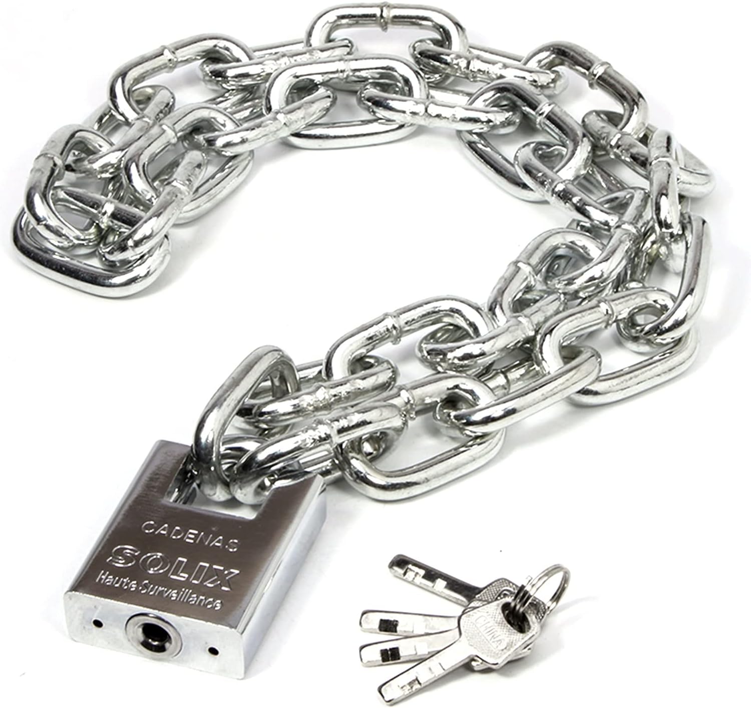 Keyed Padlocks Home Outdoor Chain Lock, Waterproof and Anti-Theft Security Lock, Used for Bicycle, Warehouse, Fence Door Lock (Size : 0.3m)