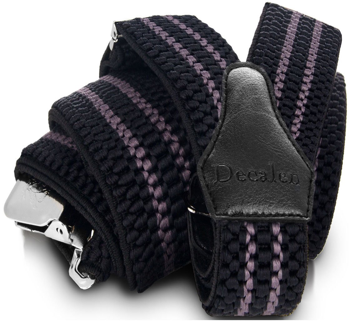 DecalenMens Braces with Very Strong Clips Heavy Duty Suspenders One Size Fits All Wide Adjustable and Elastic Y Style