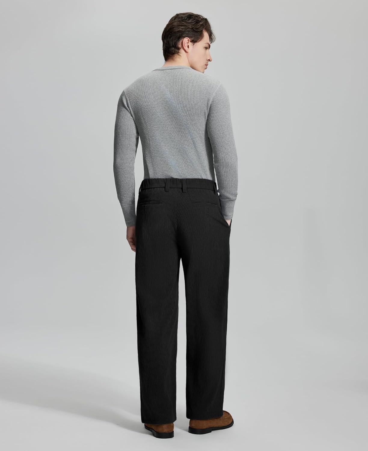 Susclude Mens Corduroy Dress Pants Baggy Wide Leg Old Money Casual Slacks Loose Fit Elastic Waist Stylish Vintage Trousers - Image 6