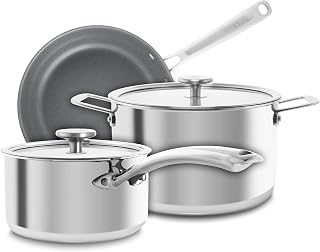Stainless Steel 3.Clad Tri-Ply Cookware, 5 pc Set