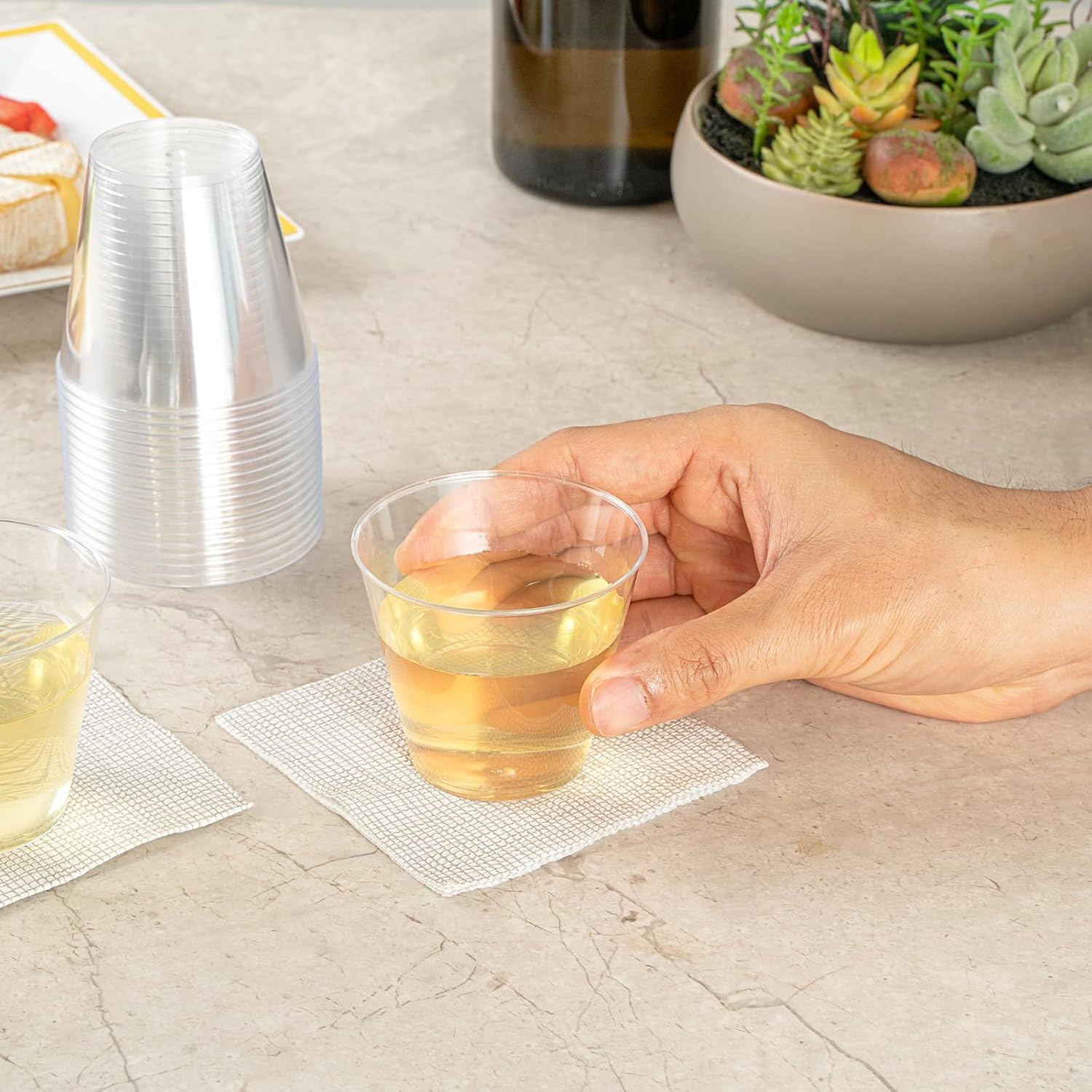 Restaurantware RW Base 5 Ounce Party Cups 20 Disposable Drinking Cups - With Rolled Rim Round Clear Plastic Cocktail Glasses Serve Vodka Tequila Or Whiskey For Birthdays Weddings And More - Image 5