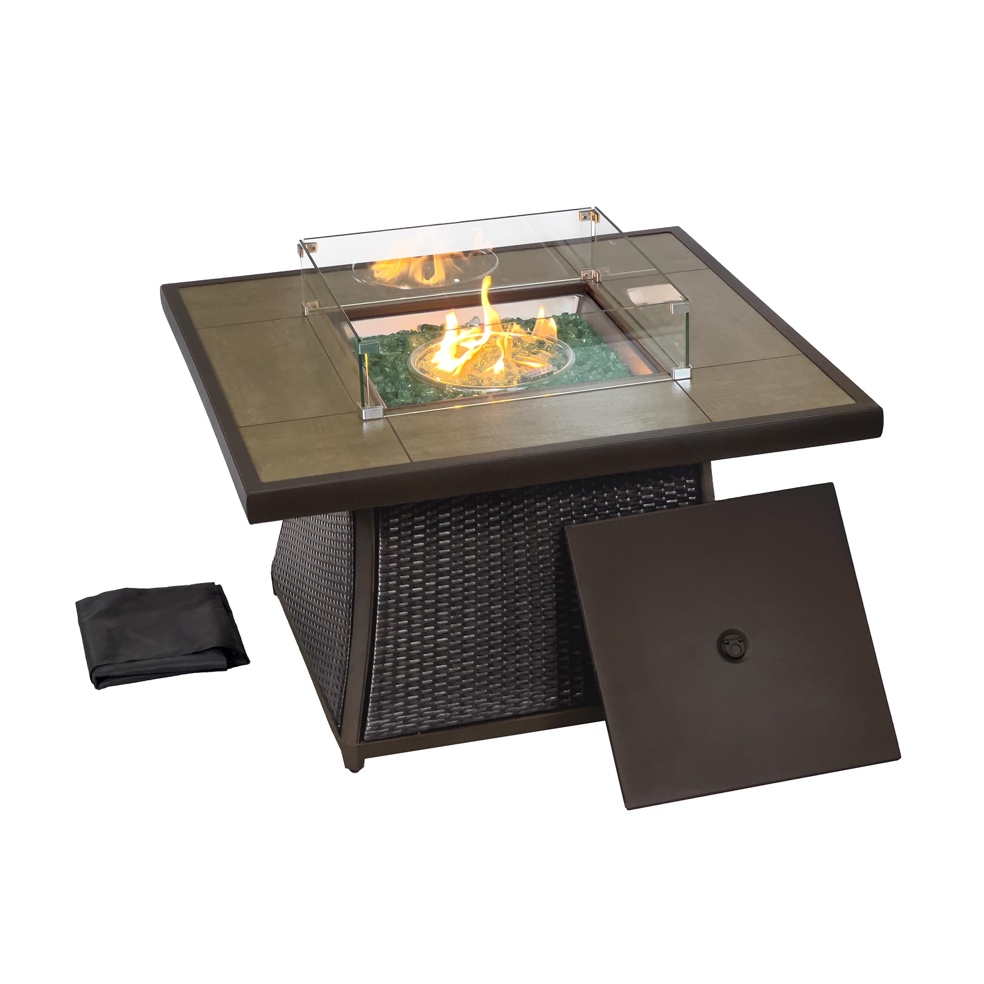 Mesa De Fogata Con Azulejos Costway Brasero De Exterior Mesa Brasero