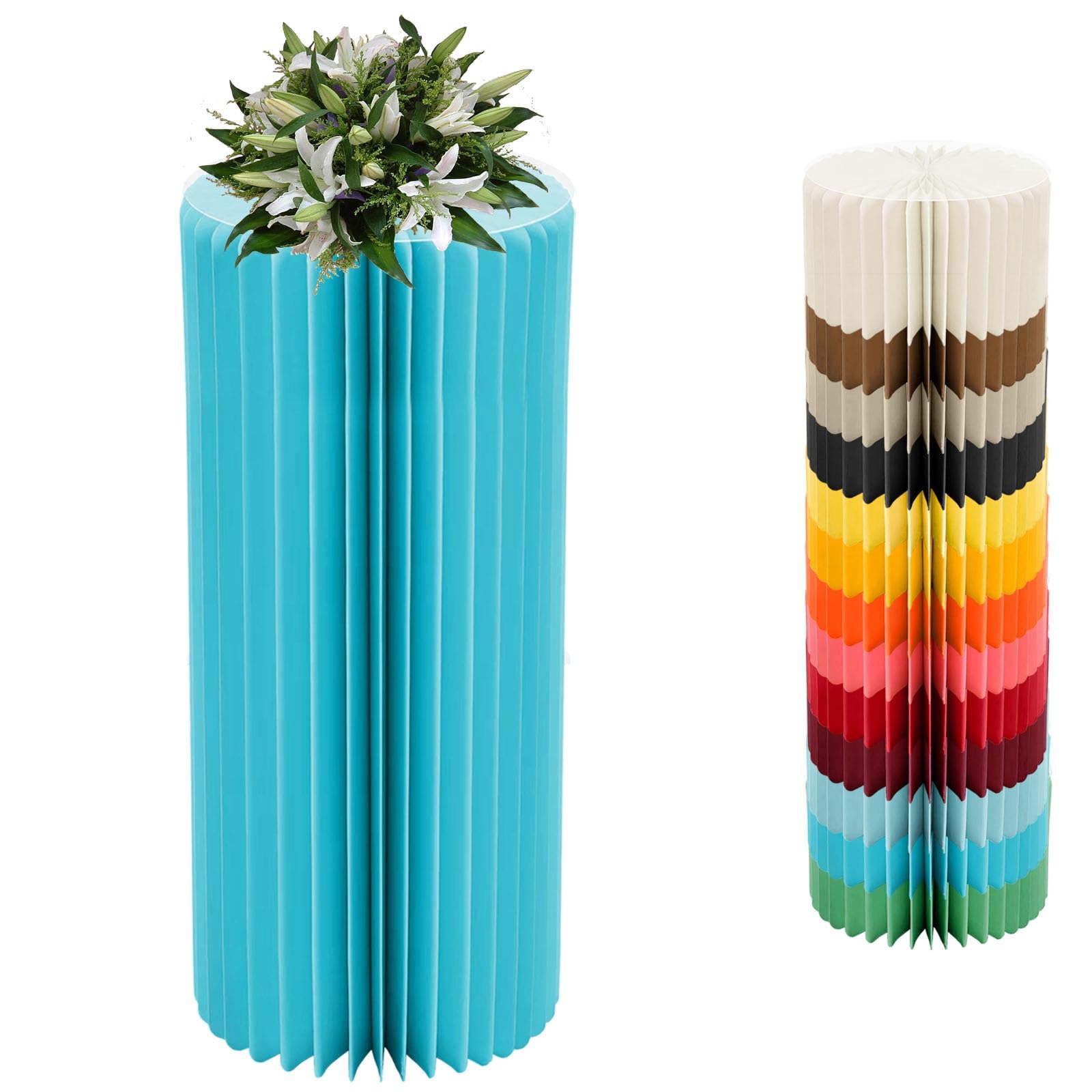 YTBHSHXZ plinth， Foldable Cardboard Cylinder Pedestal Cake Stand Multicolor 20-100cm(Blue,H 80cm/31.5in)
