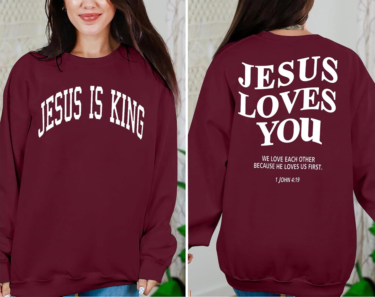 Women's Jesus Loves You Christian Sweatshirt – Faith-Based Pullover — view 4