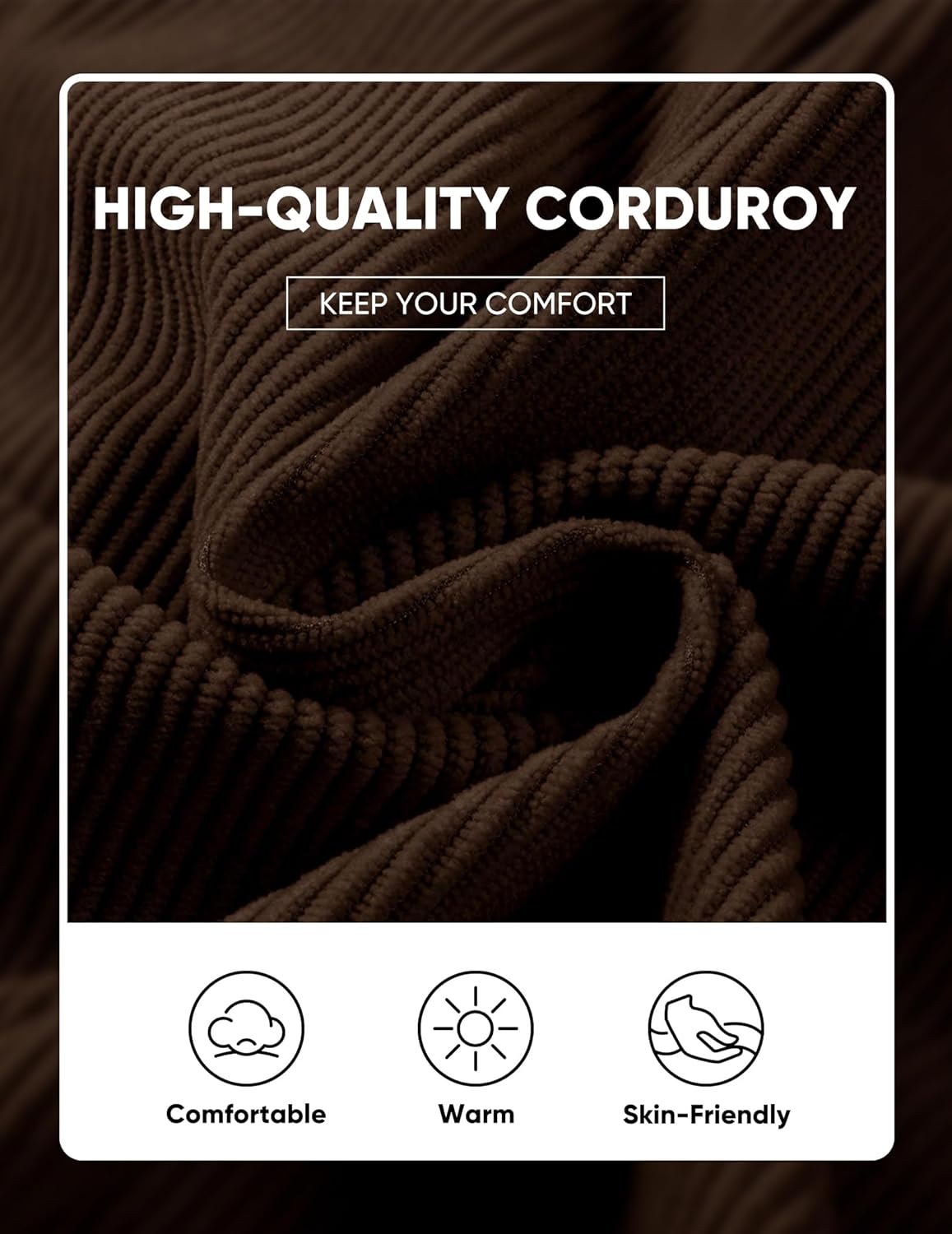 JMIERR Mens Corduroy Sweatshirt Casual Stand Collar Quarter Fall Metal Button Pullover Sweaters Long Sleeve with Pockets - Image 5