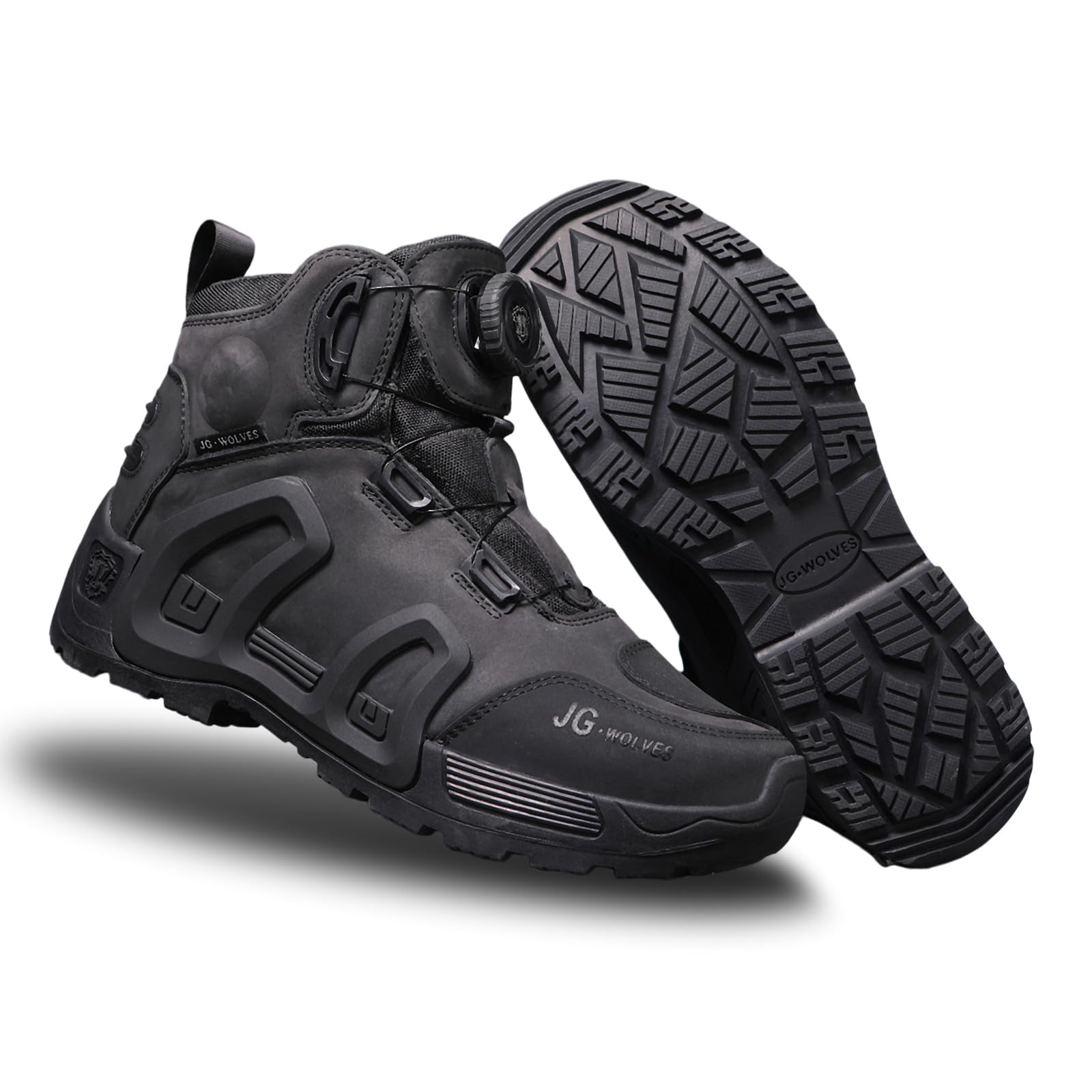 Scarpe da Moto Uomo Impermeabili Neri in Pelle con Protezione TPU