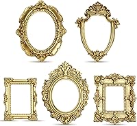 Ouligay 10PCS Mini 1x1 Inch Gold Vintage Picture Frames - Oval Rectangle Square Round Resin Frames for DIY Jewelry Table Decor & Gifts