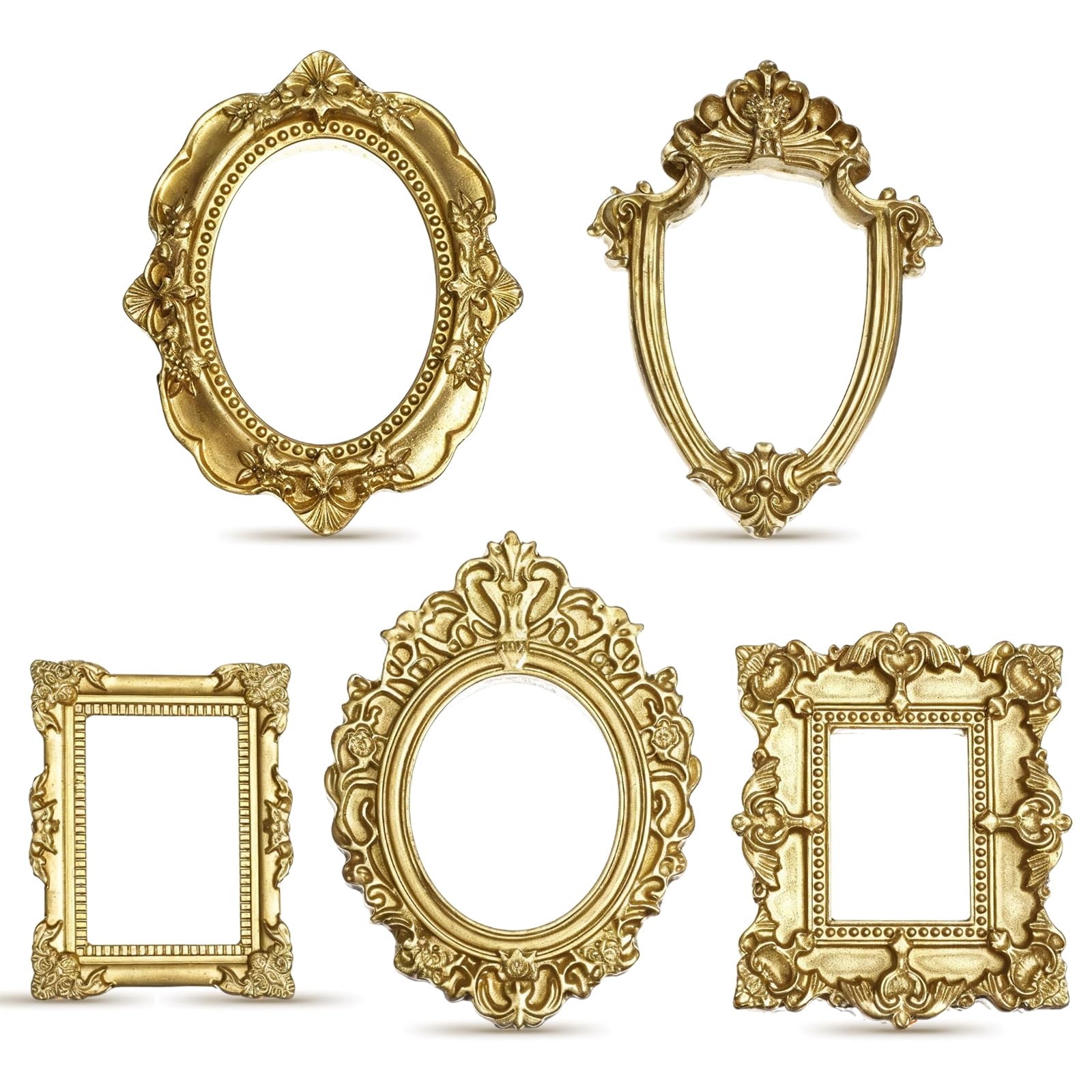 Ouligay 12PCS Vintage Mini Picture Frames 1x1 Inch Small Gold Frames Tiny Antique Resin Photo Frame Wall Hanging Display Table Frame for DIY Jewelry Christmas Holiday Party Hotel Decor โ image 1