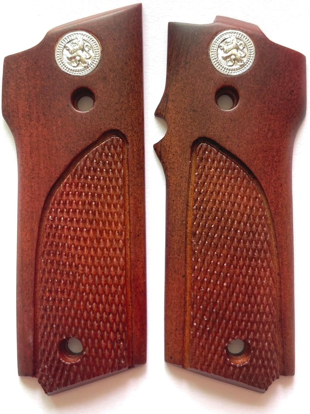 Hardwood Handgun Grips Compatible with S&W Models 59, 459, 659 – 9mm – Handmade, Handcrafted with Silver Medallion