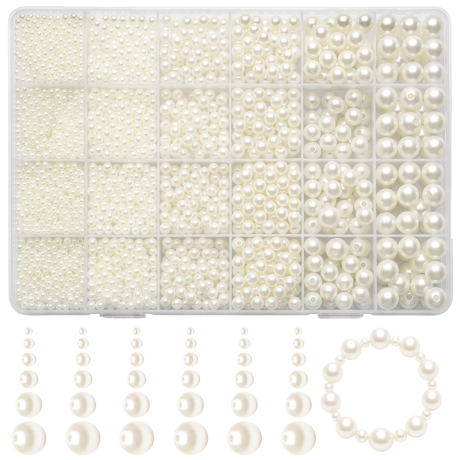 4050PCS Ivory White Pearl Beads, Fake Pearls for Crafting ＆ Jewelry Making