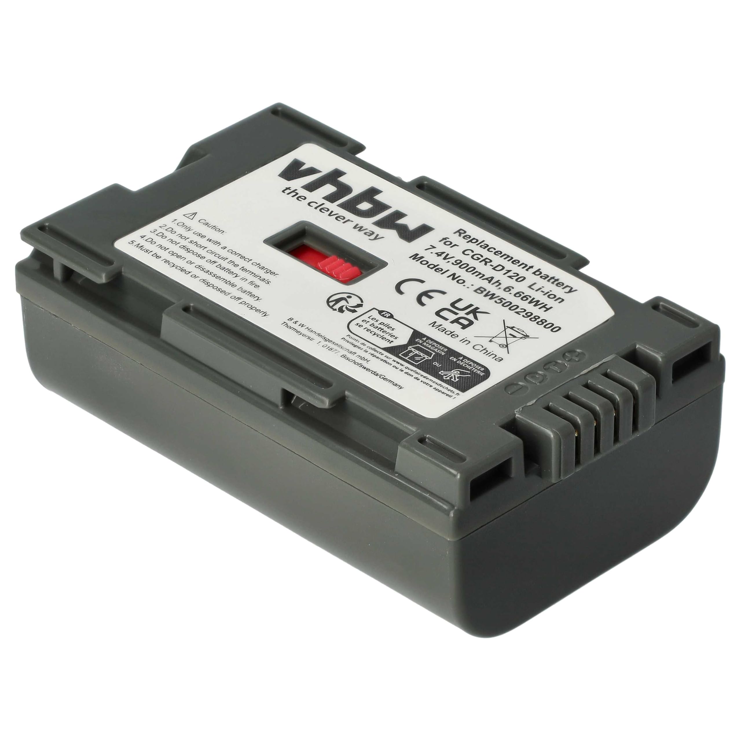 vhbw 1x Batterie Compatible avec Panasonic NV-DS150, NV-DS25, NV-DS27, NV-DS28, NV-DS29, NV-DS3 caméra vidéo caméscope (900mAh, 7,2V, Li-ION)