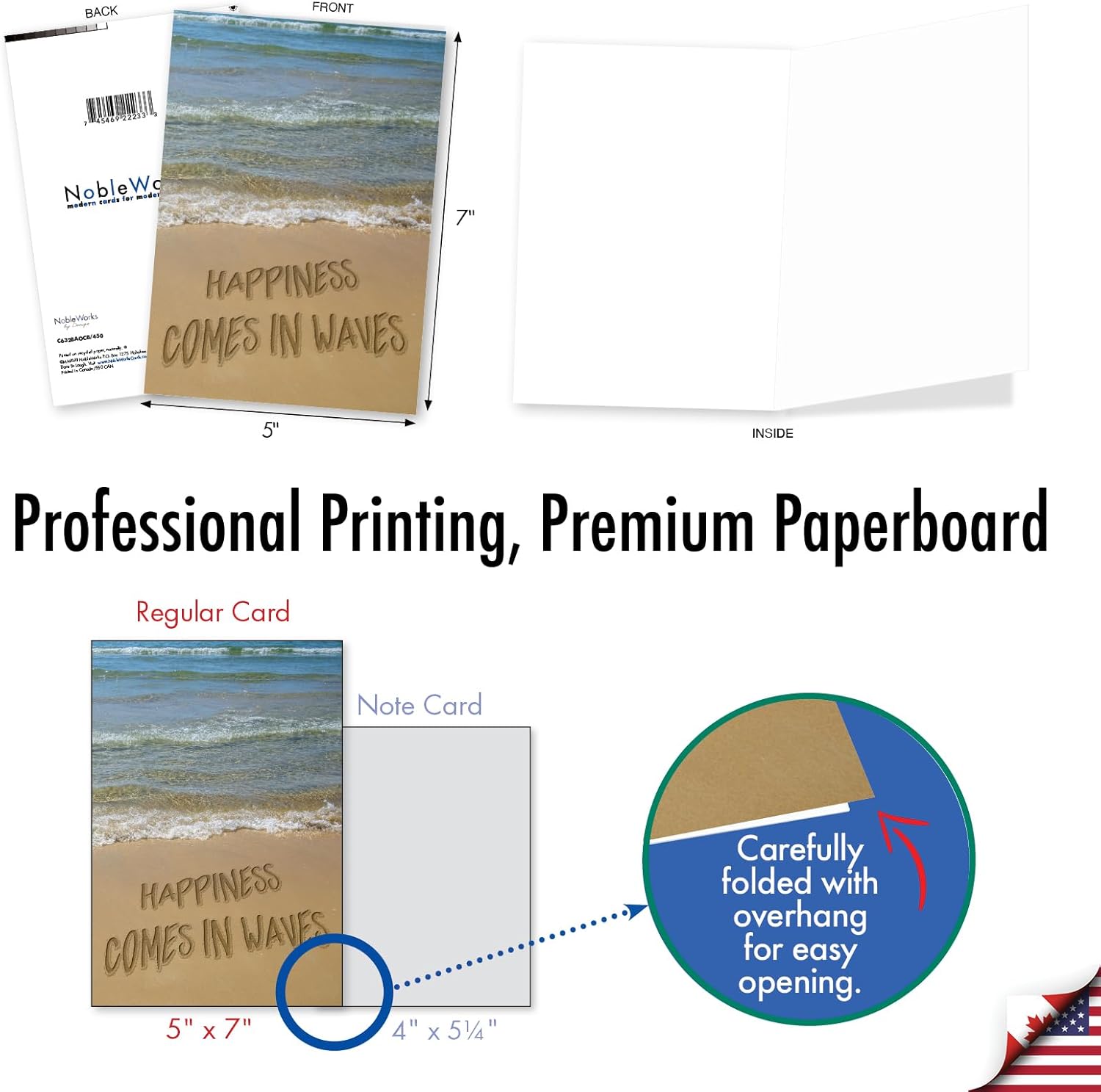 NobleWorks 20 Assorted Box Set Blank All Occasions Greeting Cards w/5 x 7 Inch Envelopes (10 Designs, 2 Each) Life's A Beach AC6328XOCB-B2x10