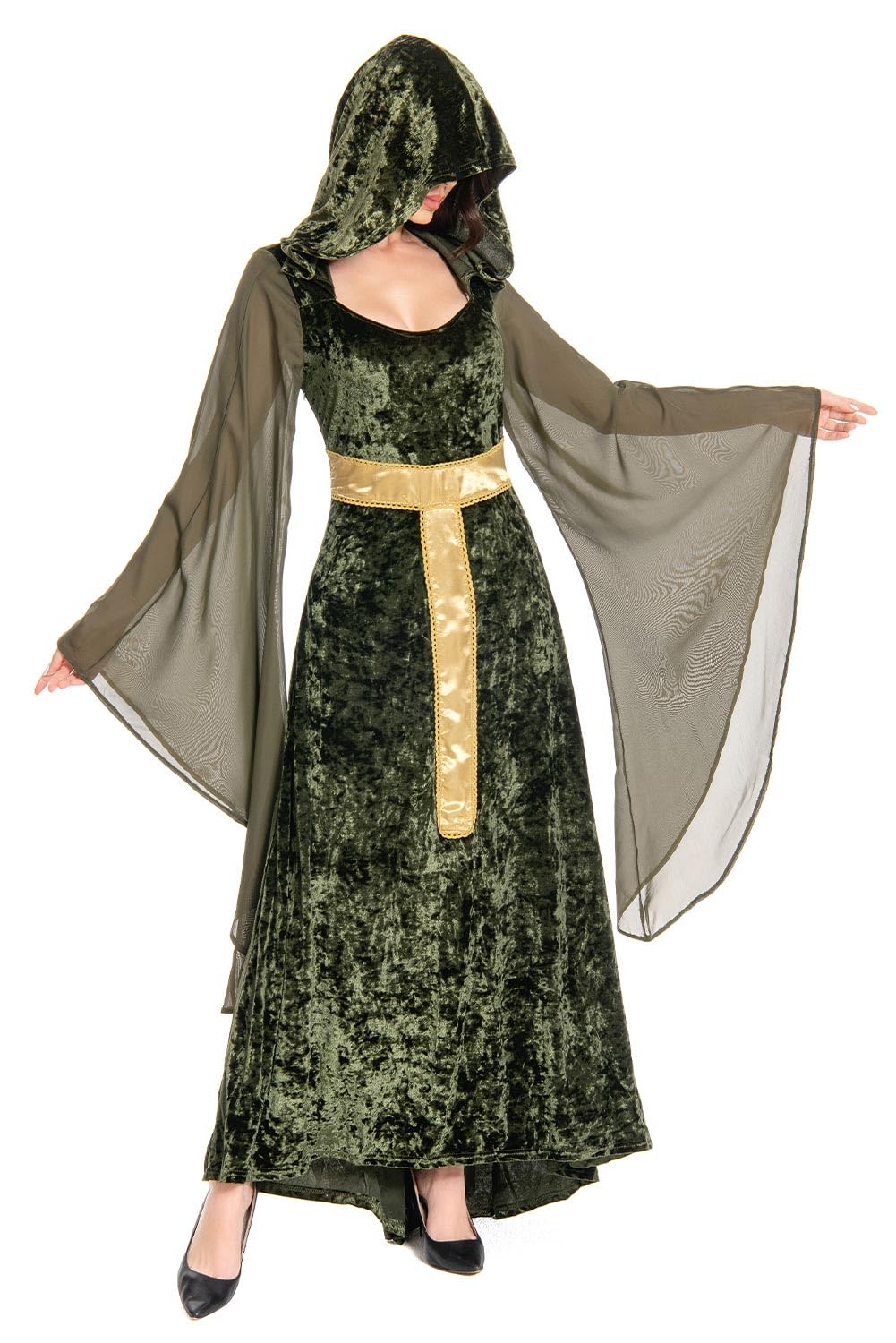 Costume da strega medievale rinascimentale, da donna, tradizionale, vittoriano, per Halloween e Carnevale