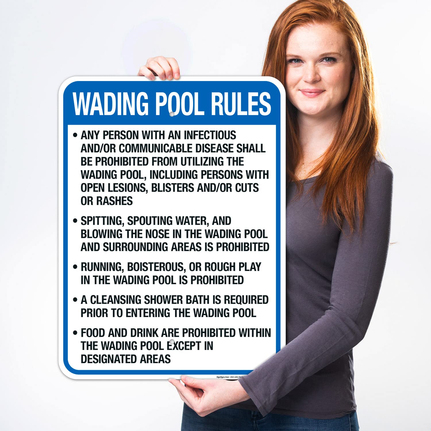 Rhode Island Wading Pool Rules Sign, Complies with State of Rhode Island Pool Safety Code, 18x24 Inches, 55 mil Thick HDPS (high Density polystyrene), Made in USA